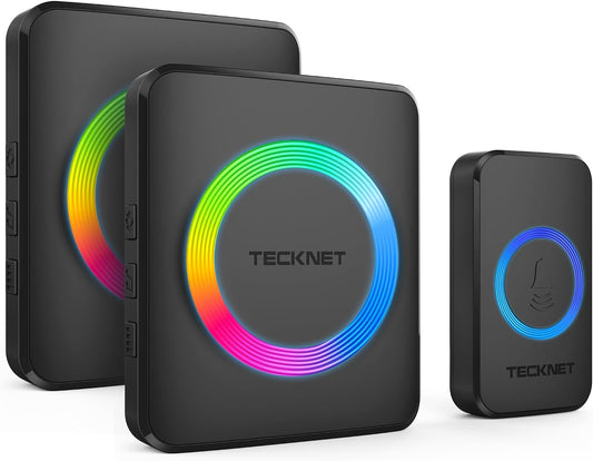 Wireless Doorbell with 2 Receivers – Waterproof, Long Range, RGB Light & Adjustable Volume