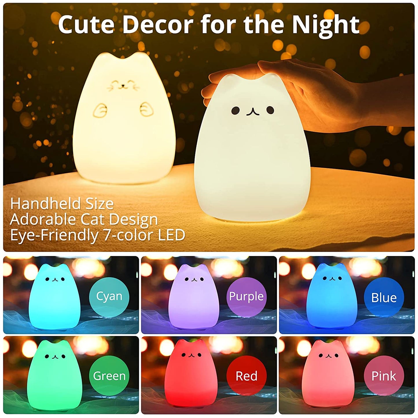 🐾 Kawaii Cat Night Light – Remote-Controlled Nursery Lamp & Gift for Girls (Ages 3+)
