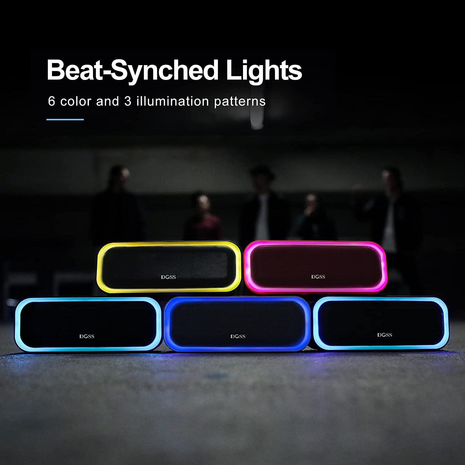 Soundbox Pro Bluetooth Speaker - 20W Stereo Sound, Enhanced Bass, IPX6 Waterproof, TWS Pairing, Multi-Color Lights, 20 Hours Playtime, Portable for Outdoor Use - Blue