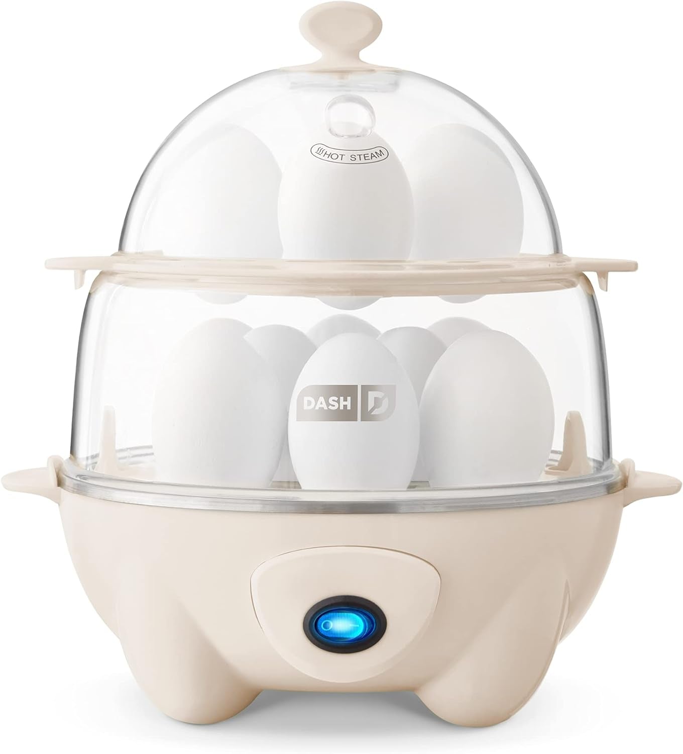 Deluxe Rapid Egg Cooker for Hard Boiled, Poached, Scrambled Eggs, Omelets, Steamed Vegetables, Dumplings & More, 12 Capacity, with Auto Shut off Feature - White