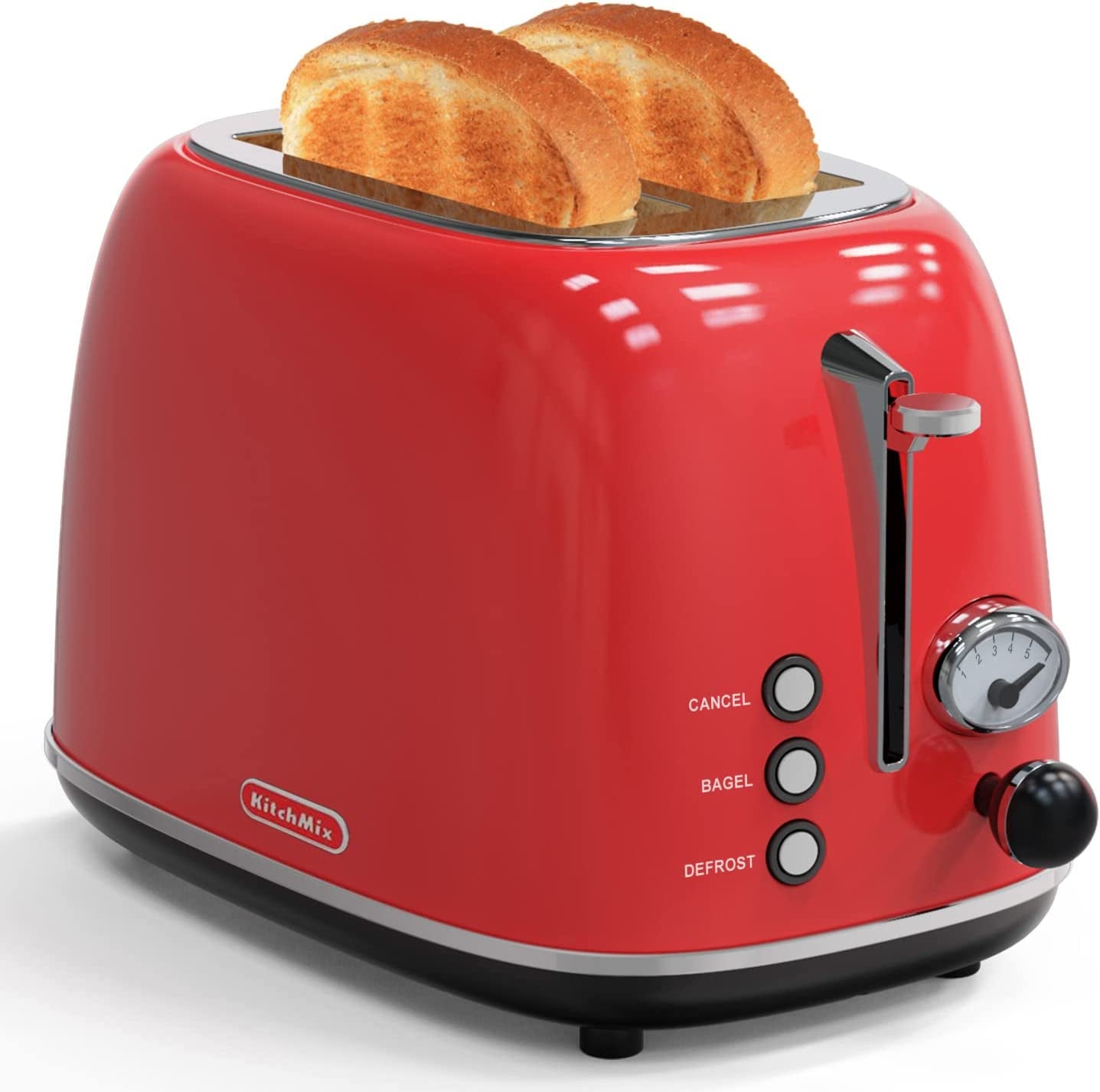 Retro Toaster – 2-Slice Stainless Steel with Wide Slots & Mood Settings