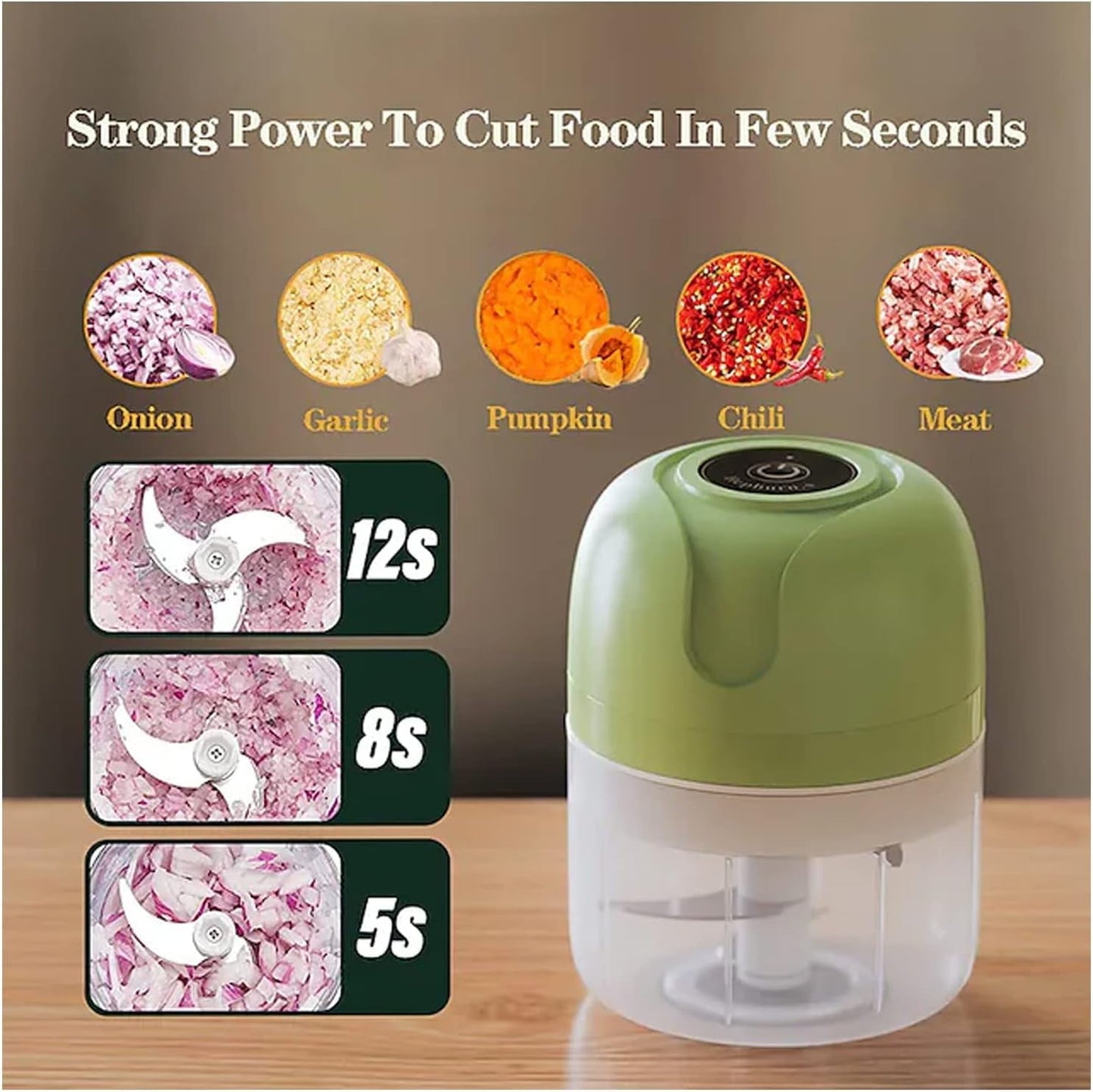 WhisperChop – Portable Electric Garlic & Veggie Chopper, 250ML with USB Recharge & Stainless Steel Blade