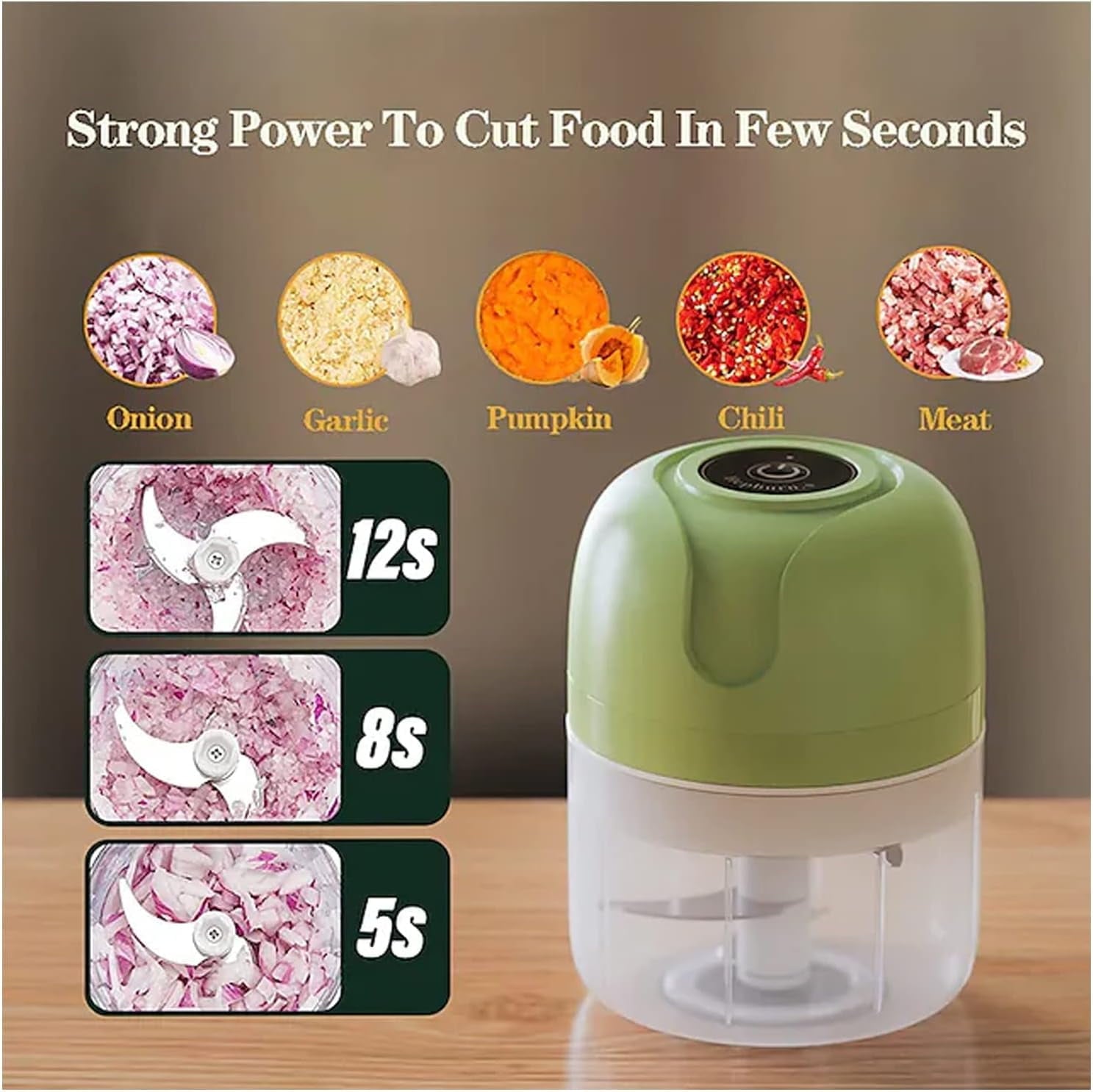 WhisperChop – Portable Electric Garlic & Veggie Chopper, 250ML with USB Recharge & Stainless Steel Blade