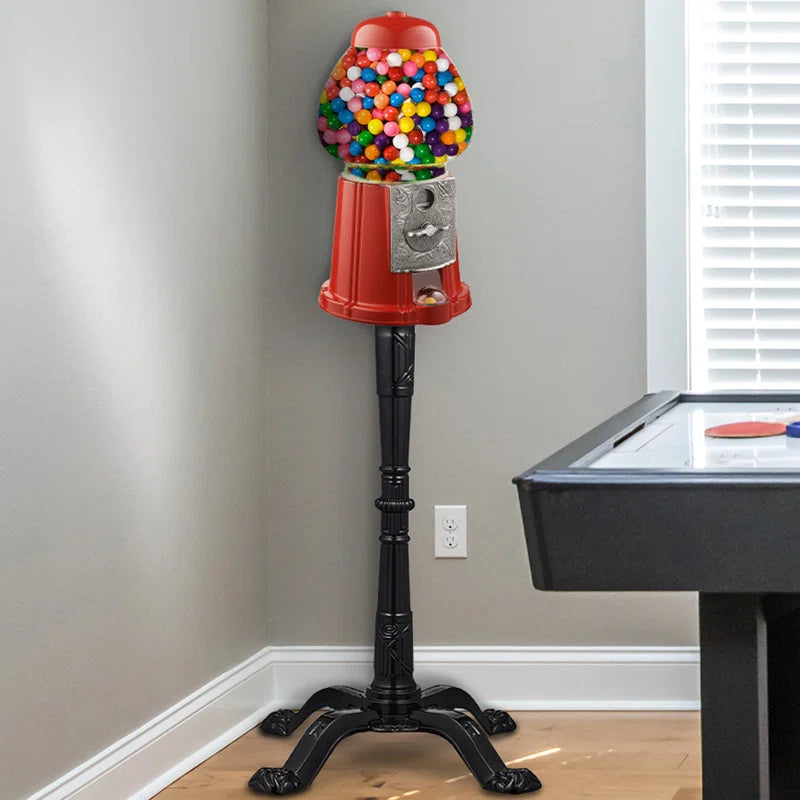 🍬 15" Vintage Bubble Gum Machine with Stand – Glass Globe Candy Dispenser & Metal Base (Red)