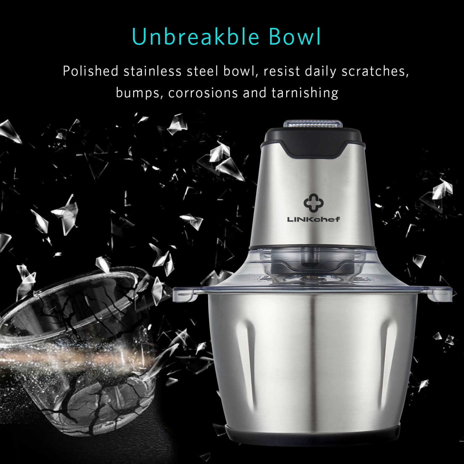 5-Cup Electric Meat Grinder & Food Processor – Stainless Steel Bowl for Chopping Vegetables, Fruits & More