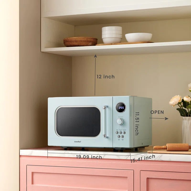 Retro 900W Microwave – 0.9 Cu. Ft. of Compact Cool for Your Countertop