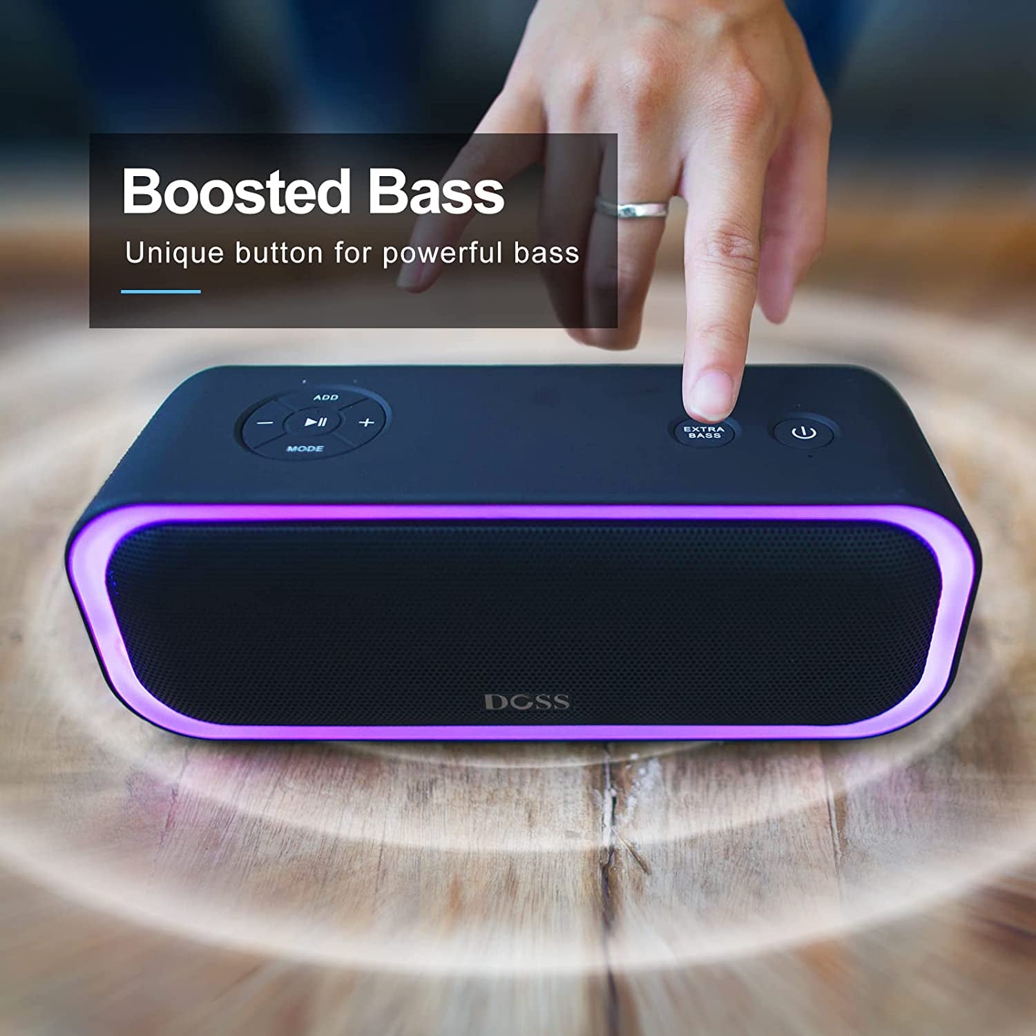 Soundbox Pro Bluetooth Speaker - 20W Stereo Sound, Enhanced Bass, IPX6 Waterproof, TWS Pairing, Multi-Color Lights, 20 Hours Playtime, Portable for Outdoor Use - Blue