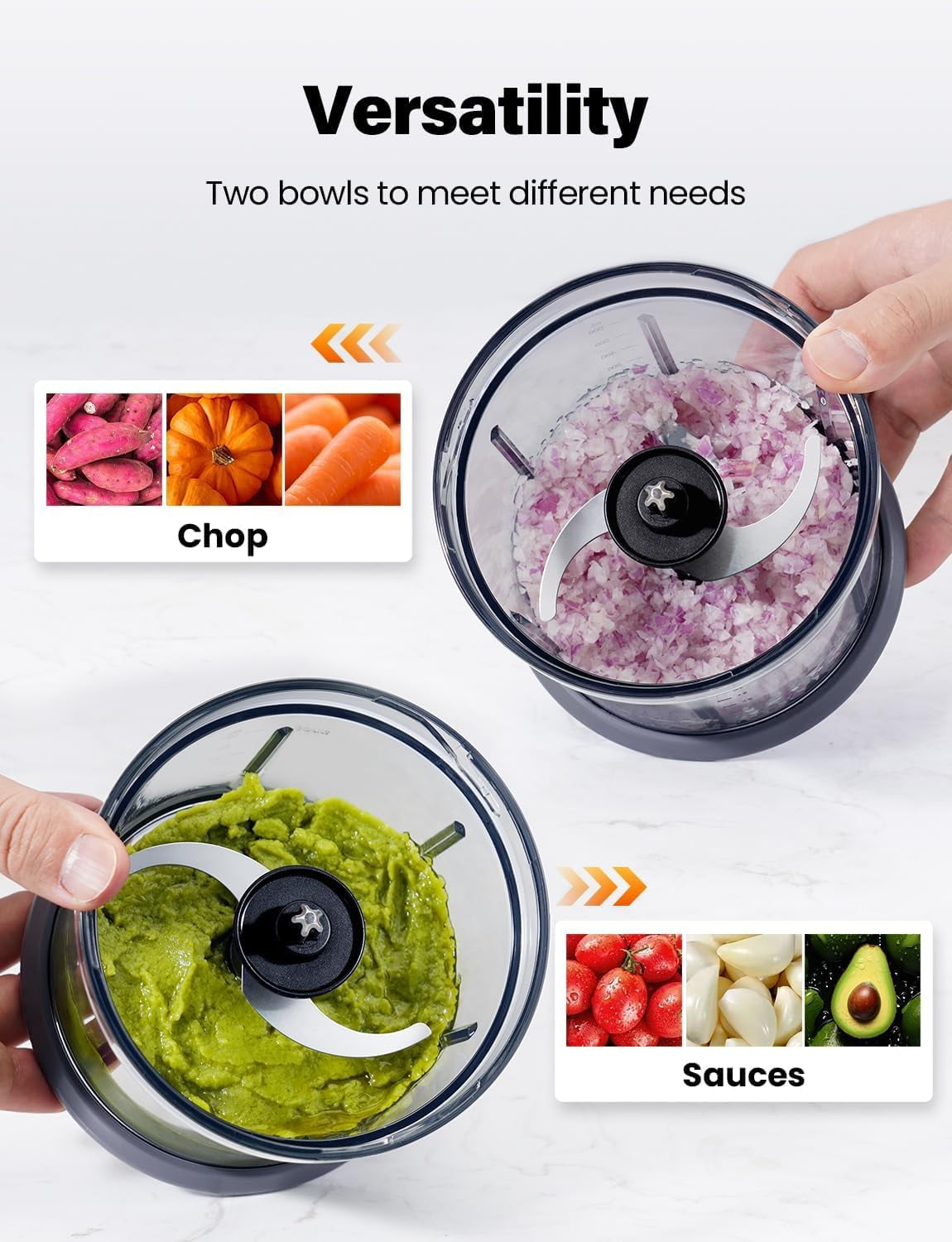 Small but Mighty Food Chopper – 4-Cup Electric Processor with Dual Bowls & Multi-Blade System for Meat, Veggies & More