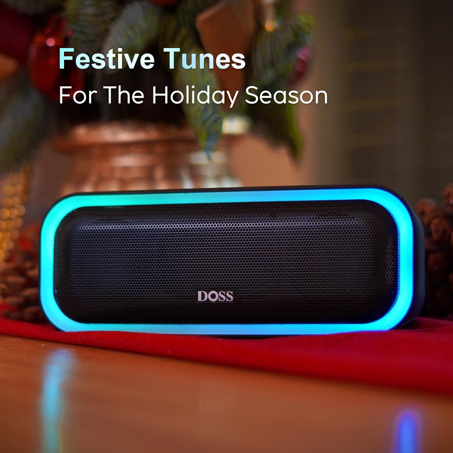 Soundbox Pro Bluetooth Speaker - 20W Stereo Sound, Enhanced Bass, IPX6 Waterproof, TWS Pairing, Multi-Color Lights, 20 Hours Playtime, Portable for Outdoor Use - Blue