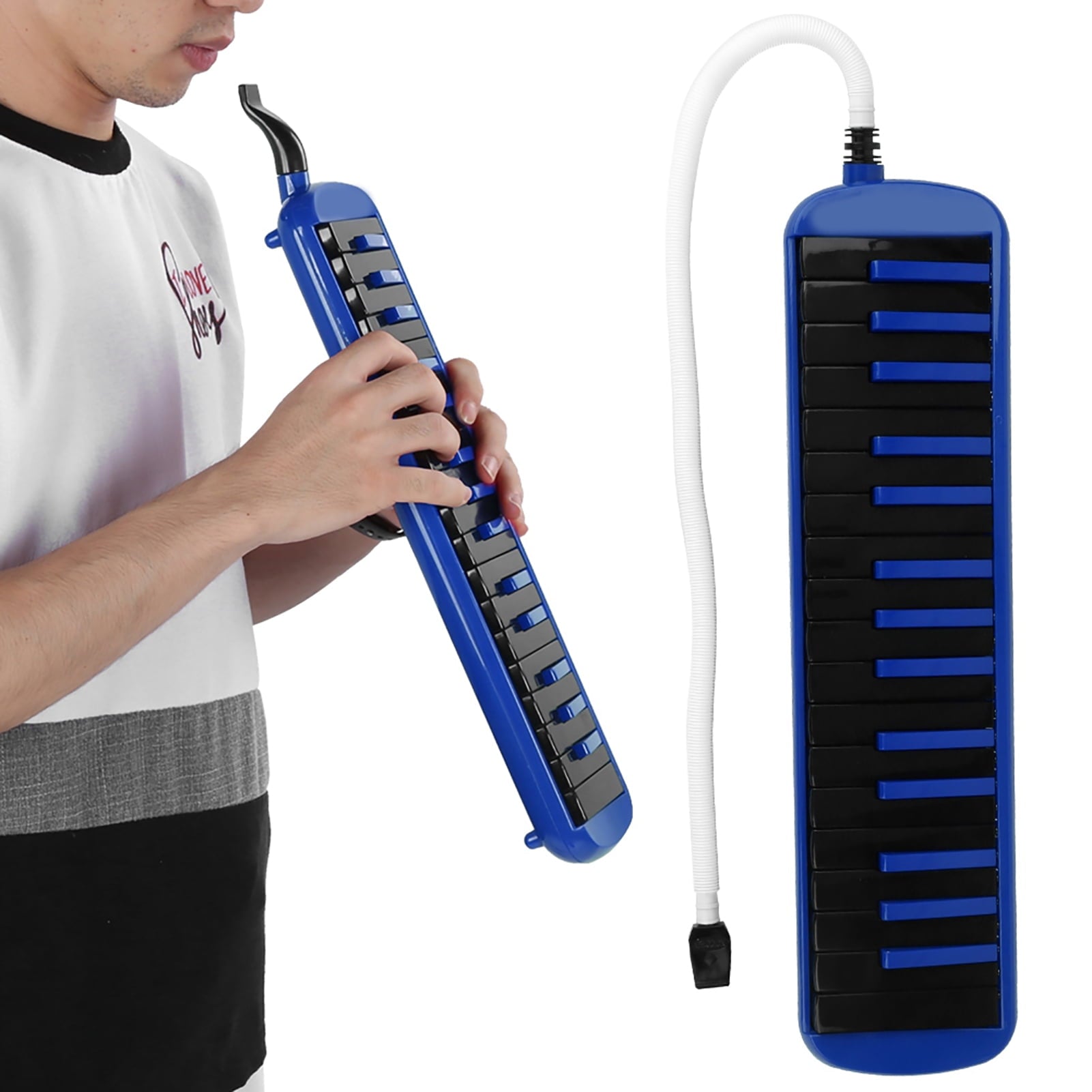 Blue 32-Key Melodica – A Fun Wind-Powered Keyboard for Budding Musicians + Portable Bag