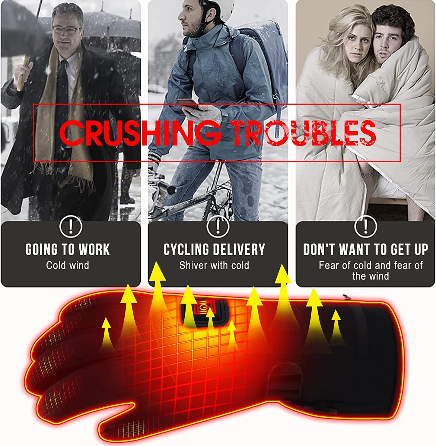 🧤 Rechargeable Heated Gloves – Waterproof, Touchscreen-Ready for Outdoor Sports & Winter Work