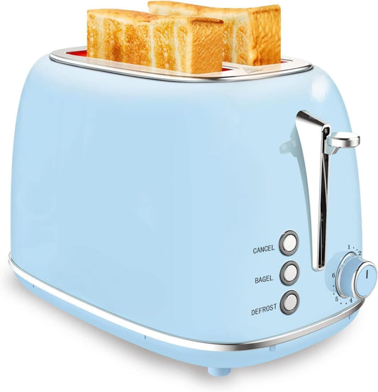 - Compact 2-Slice Toaster – Stainless Steel Housing, Bagel/Defrost/Cancel Functions & Removable Crumb Tray 