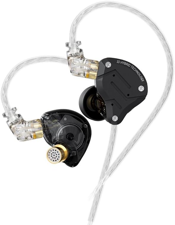 ZS10 Pro – Black In-Ear Monitors with 5-Driver Harmony & Detachable Cable for Pure Listening Flow