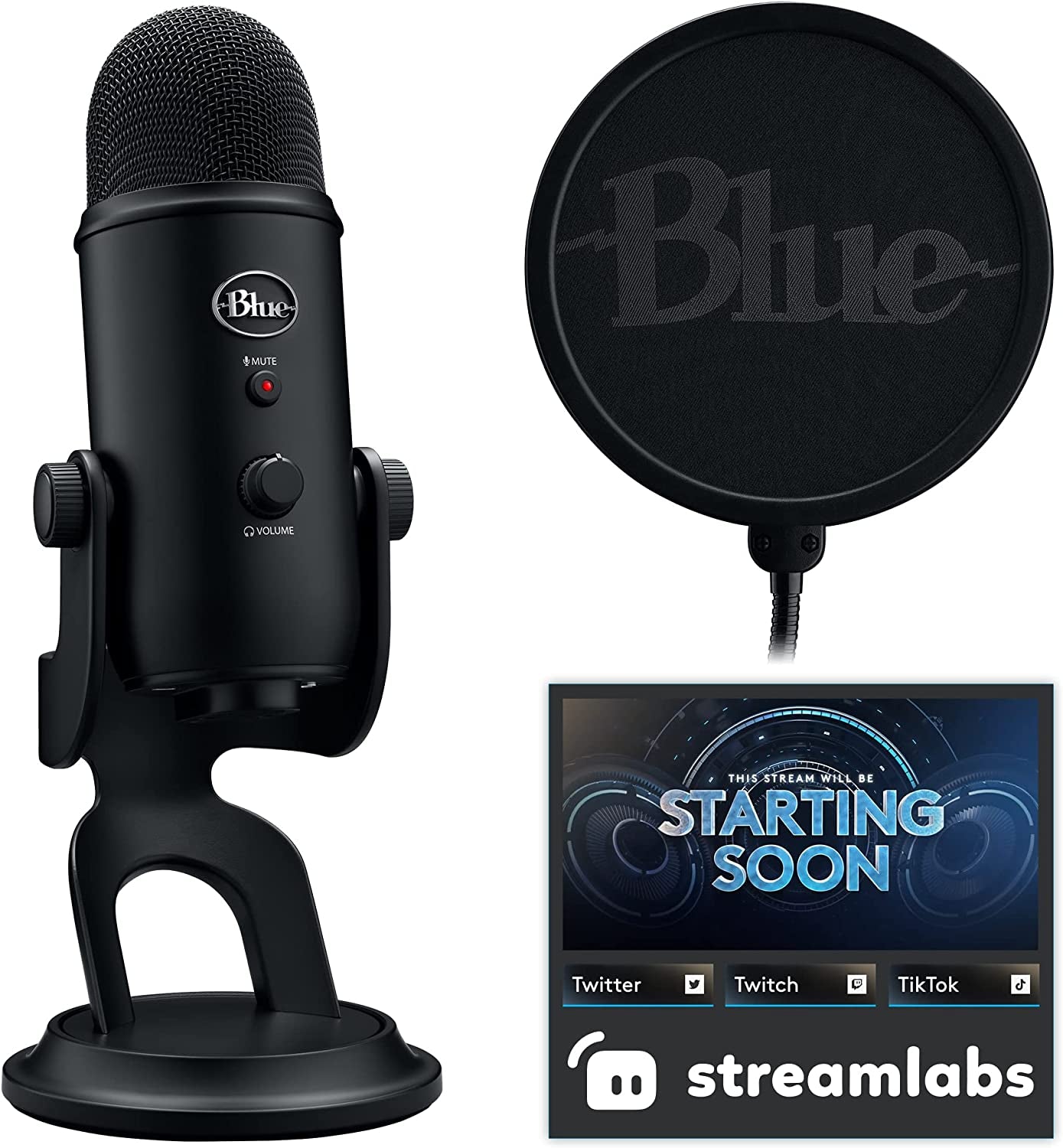 🎙️ Yeti USB Condenser Microphone – Midnight Edition for Streaming, Podcasting, Gaming & Studio Recording with VO!CE FX & 4 Pickup Patterns