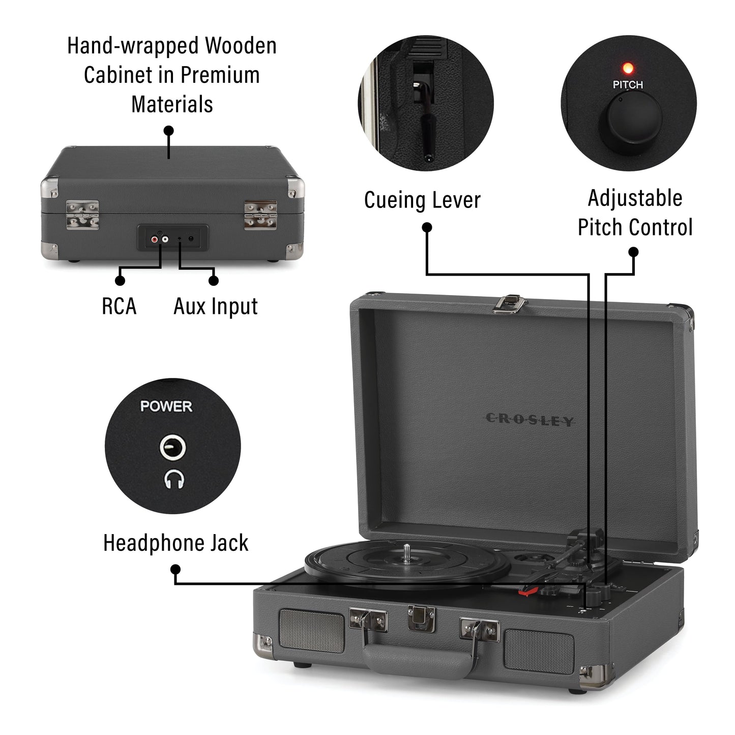- Cruiser Plus Record Player – Wireless Audio Turntable with Speakers