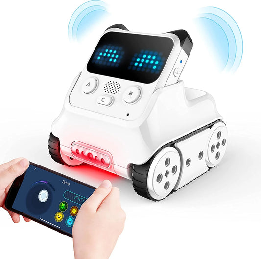 Codey Rocky 2-In-1 Cording Robot Toys for Kids, Programmable Remote Control Emo Robot Car Supports Both Block-Based and Python Coding