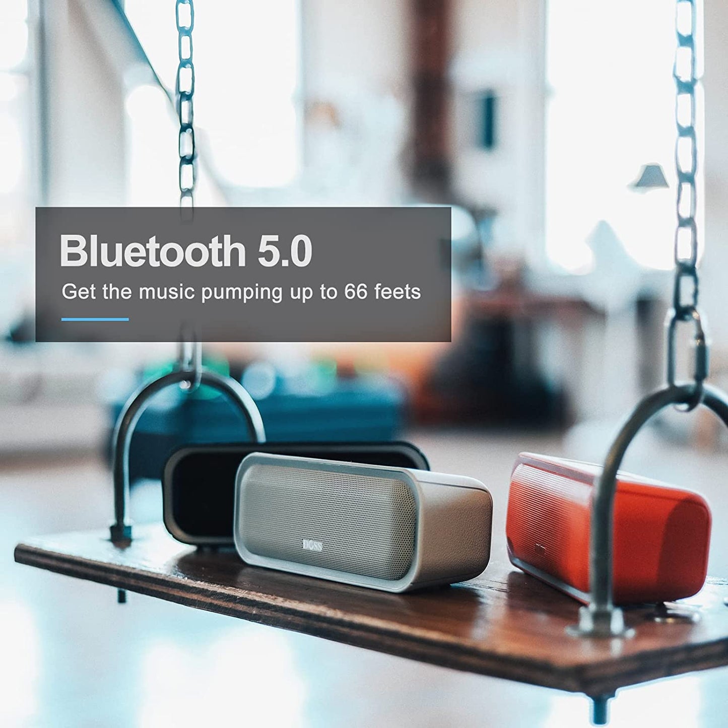 Soundbox Pro Bluetooth Speaker - 20W Stereo Sound, Enhanced Bass, IPX6 Waterproof, TWS Pairing, Multi-Color Lights, 20 Hours Playtime, Portable for Outdoor Use - Blue