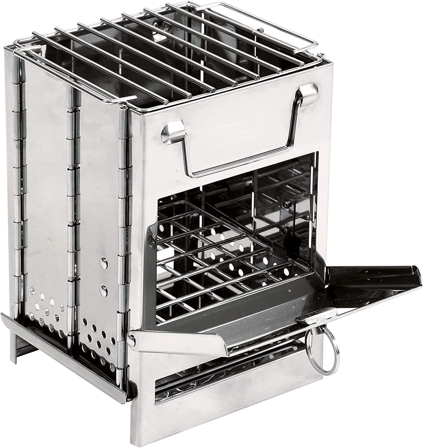 Large Folding Wood Burning Stove – Portable Stainless Steel Rocket Grill for Tent Camping, Picnic, Hiking & Survival Gear