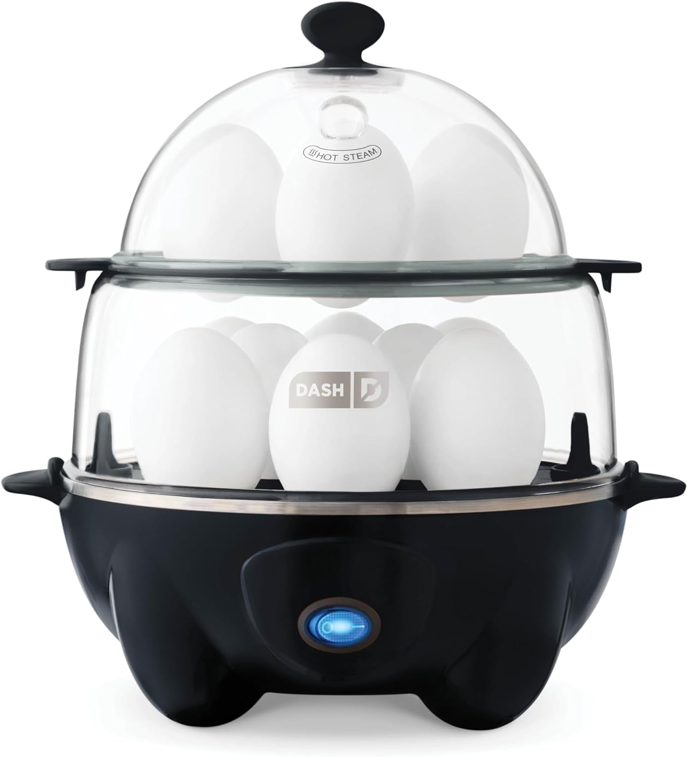 Deluxe Rapid Egg Cooker for Hard Boiled, Poached, Scrambled Eggs, Omelets, Steamed Vegetables, Dumplings & More, 12 Capacity, with Auto Shut off Feature - White