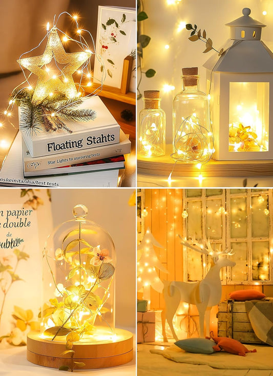 ✨ 33Ft Battery-Operated Fairy Lights – 100 LED Copper Wire Twinkle Lights, Waterproof for Jars, Parties, Weddings & Cozy Decor