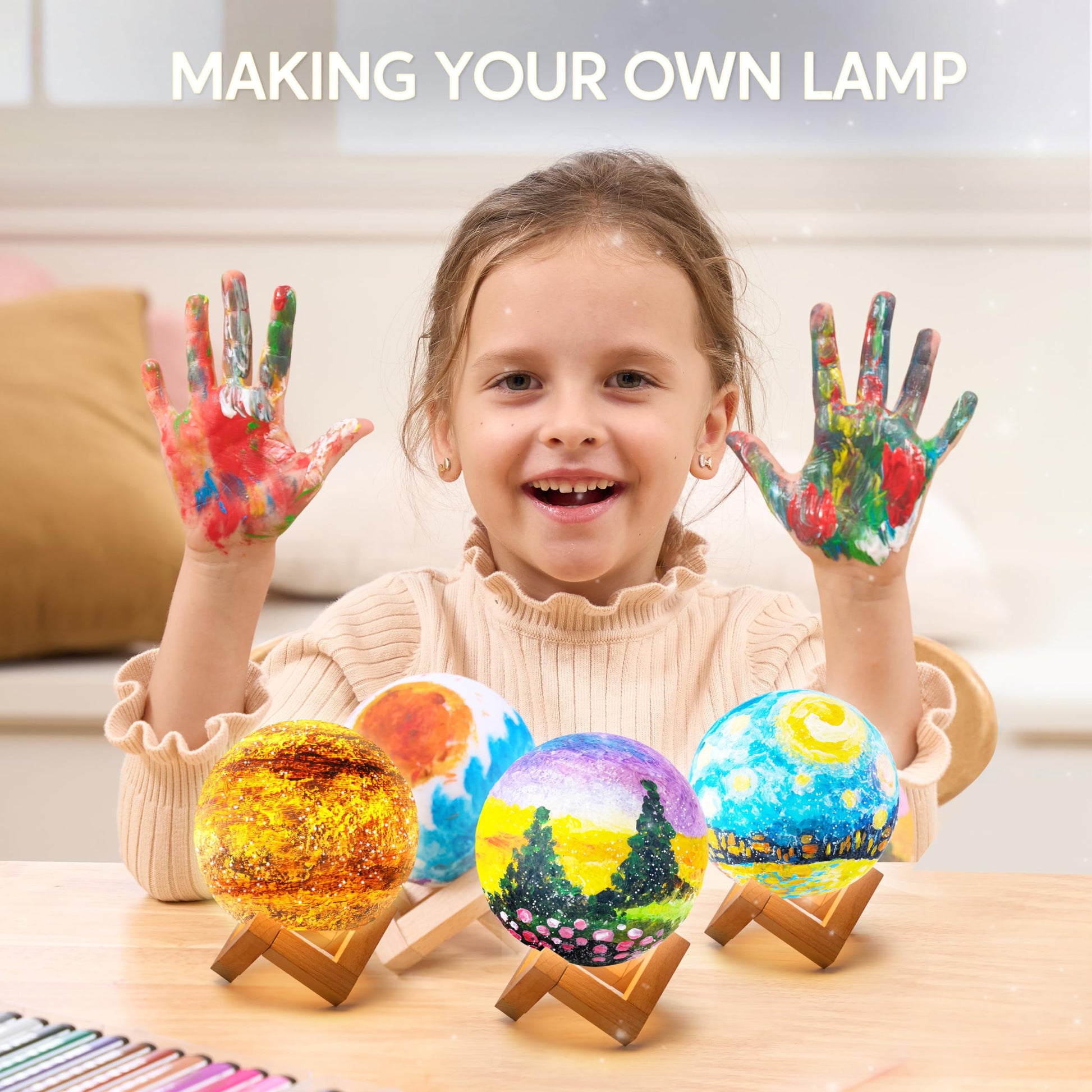 Paint Your Own Moon Lamp – A Glowing Craft Adventure for Kids 6–12  Perfect Birthday Gift for Boys & Girls