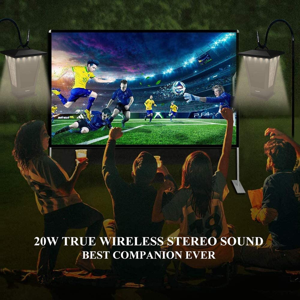 Bluetooth Speakers Waterproof, 2 Packs True Wireless Stereo Sound 20W Dual Pairing Lantern Indoor Outdoor Speakers