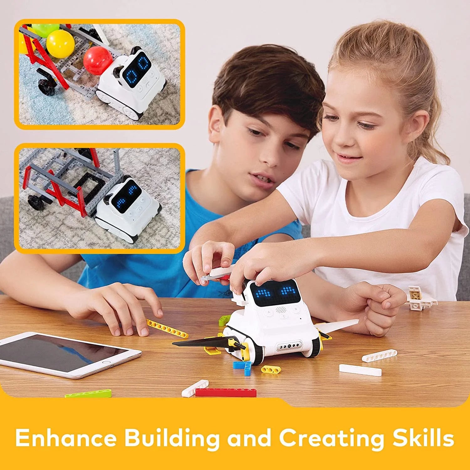 Codey Rocky 2-In-1 Cording Robot Toys for Kids, Programmable Remote Control Emo Robot Car Supports Both Block-Based and Python Coding