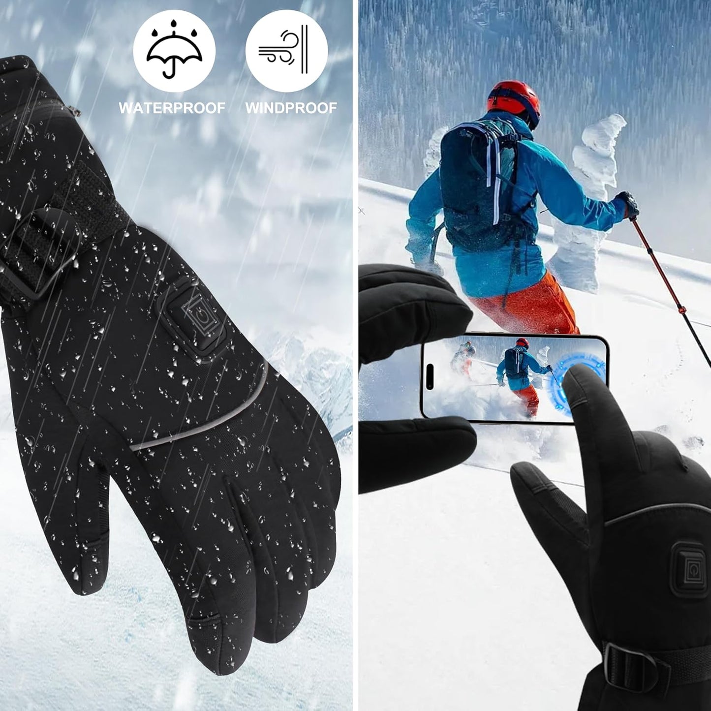 🧤 Rechargeable Heated Gloves – Waterproof, Touchscreen-Ready for Outdoor Sports & Winter Work