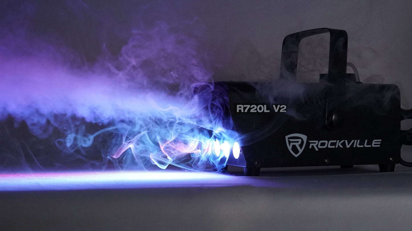 🌫️ R720L Fog & Smoke Machine – With Remote, Fluid, Multi-Color LEDs + Carry Bag