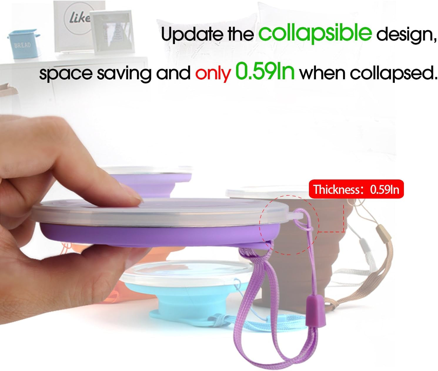 🥤 Collapsible Silicone Travel Cup with Lid – Portable, Expandable Drinking Cup (9.2 oz)