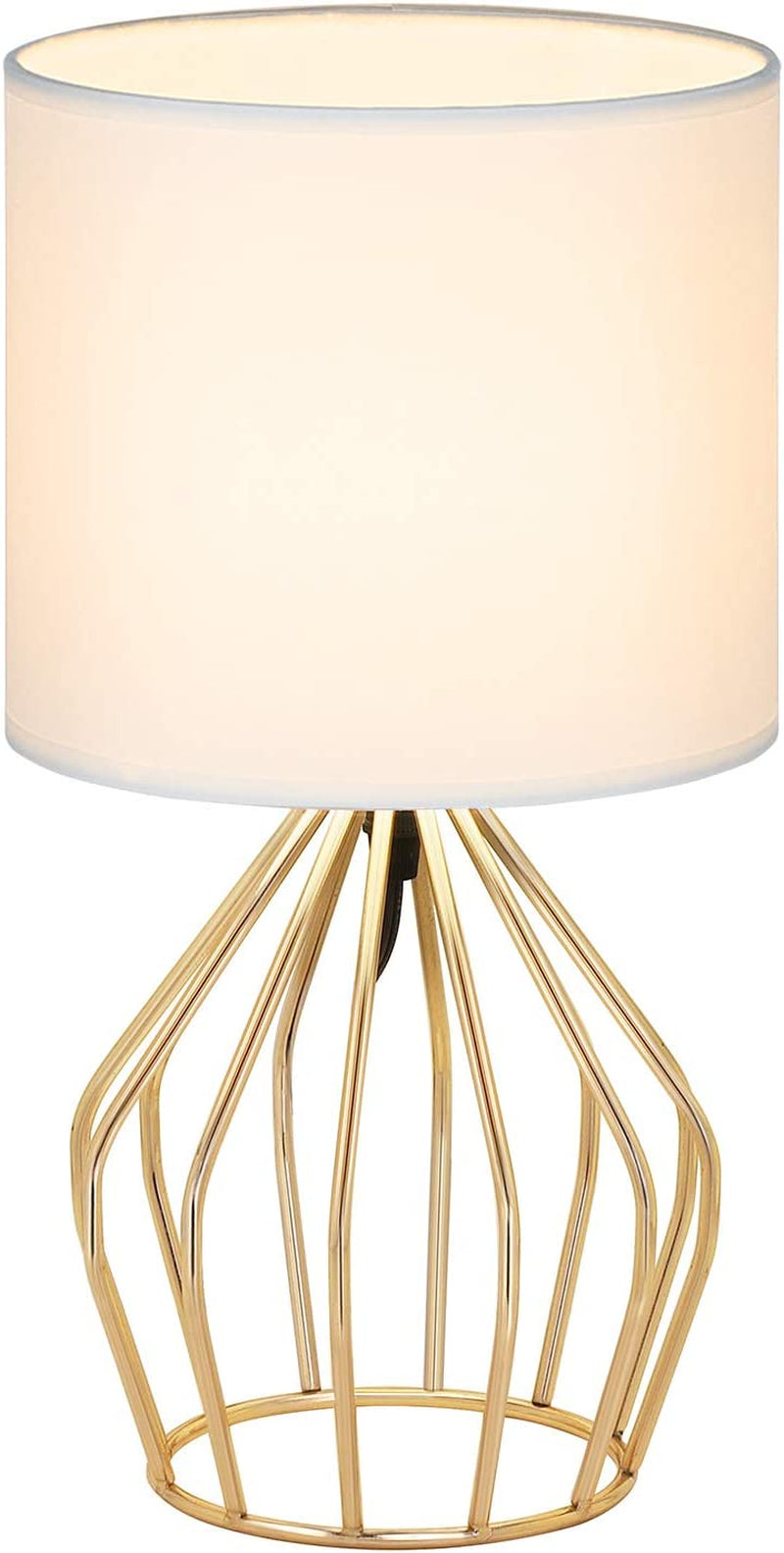 ✨ Gold Table Lamp – Modern Desk Lamp with Linen Shade & Open Base for Bedroom or Living Room