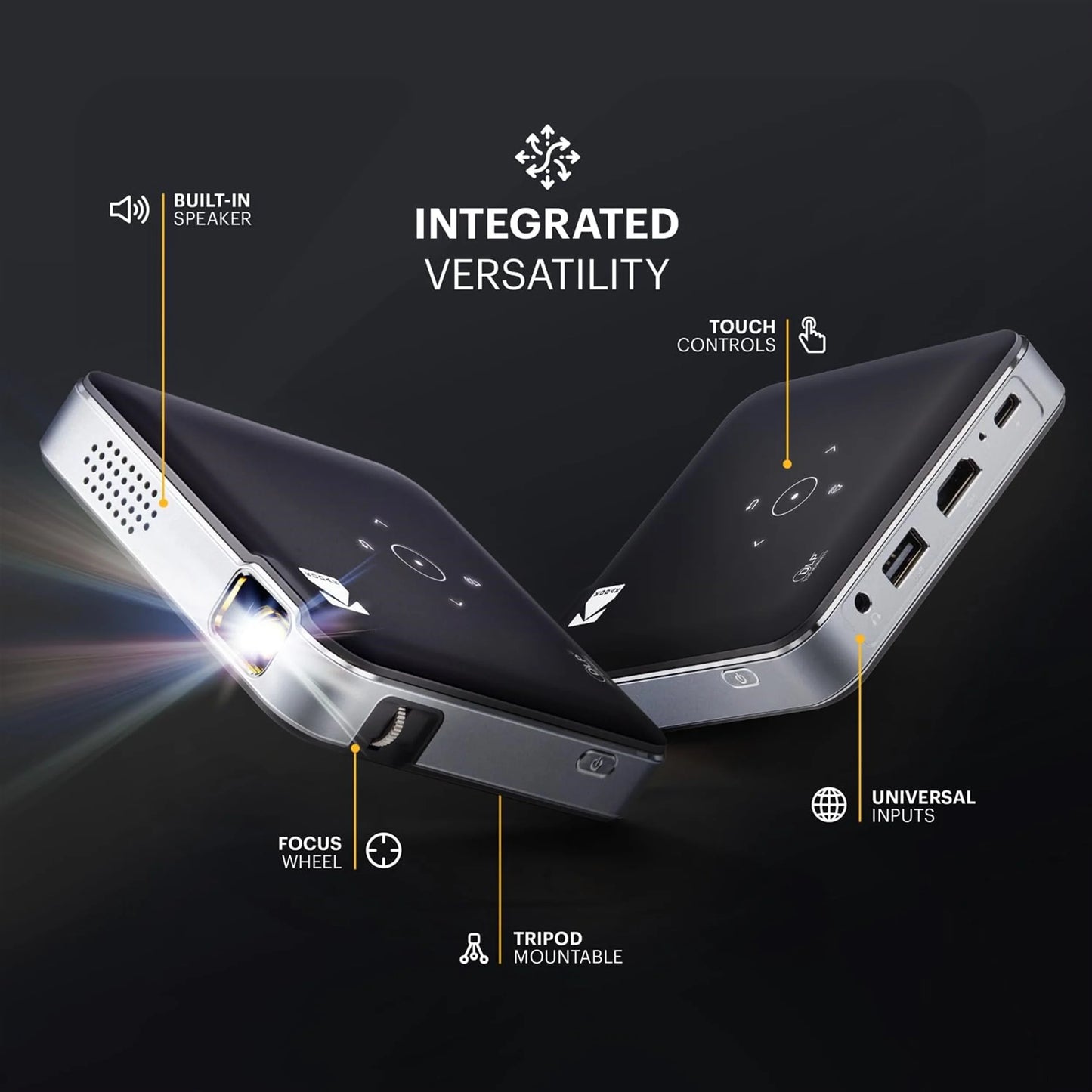 Luma 150 Pico Projector- Rechargeable Ultra Mini Projector with Built-In Speaker - Black