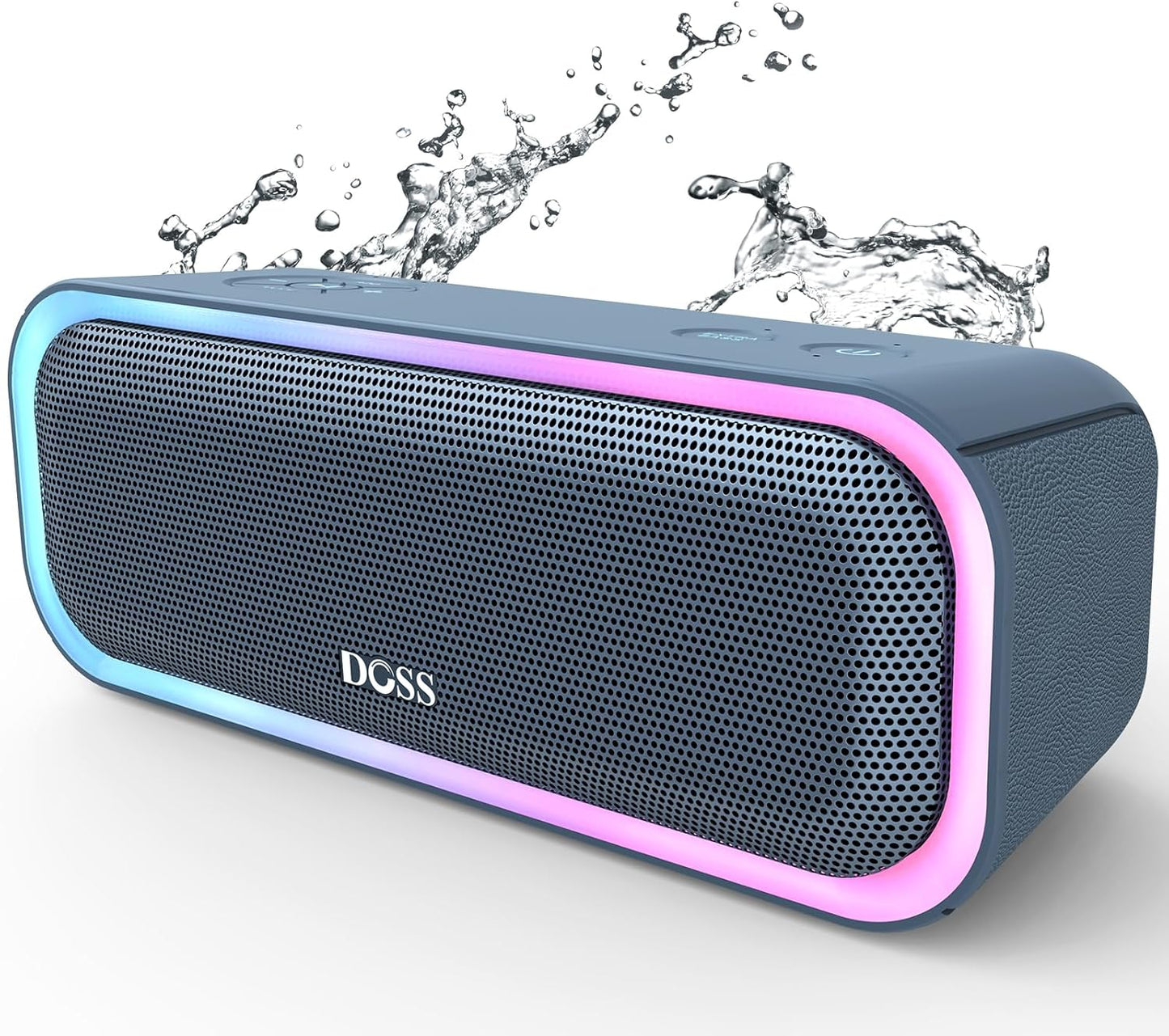 Soundbox Pro Bluetooth Speaker - 20W Stereo Sound, Enhanced Bass, IPX6 Waterproof, TWS Pairing, Multi-Color Lights, 20 Hours Playtime, Portable for Outdoor Use - Blue