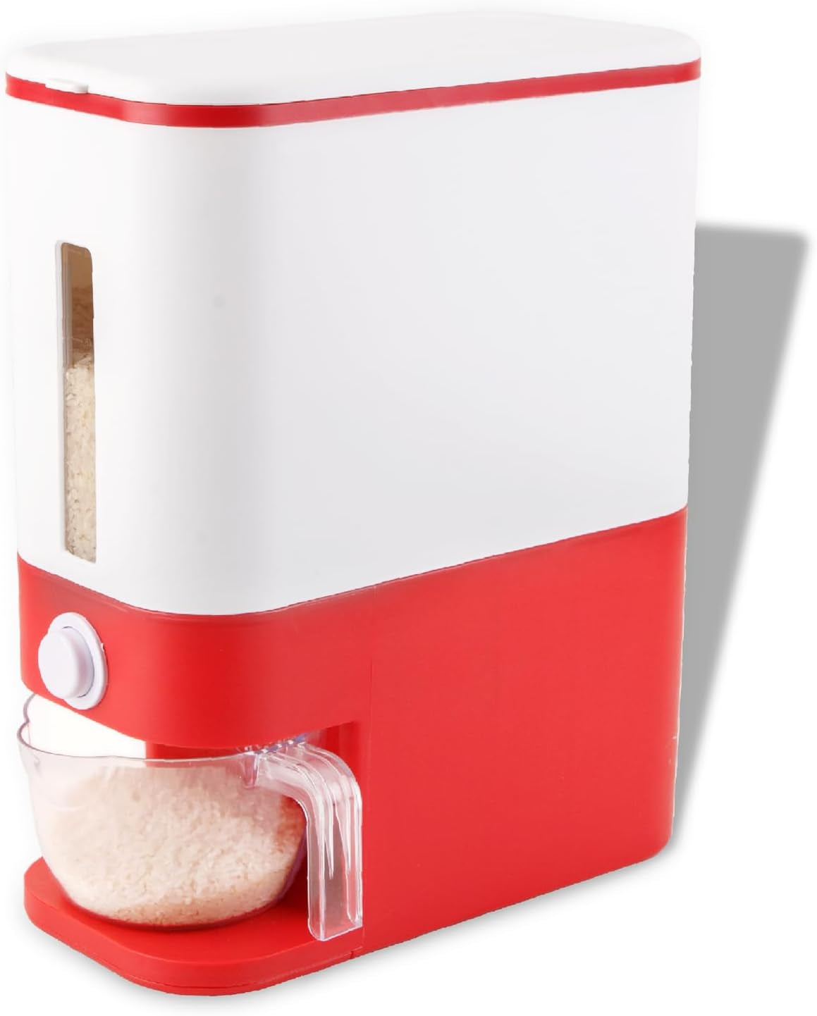Household Grain Storage Bin – 22.5–25 lb Rice Holder with Measuring Cup, Multi-Color Options for Kitchen & Pantry Use