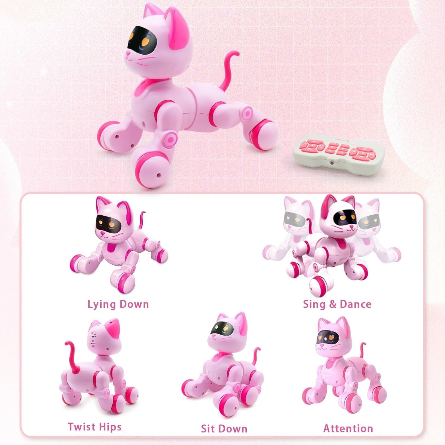 MechaMeow – Programmable Singing Robot Cat with LED Eyes & Touch Magic (Remote-Control Toy)
