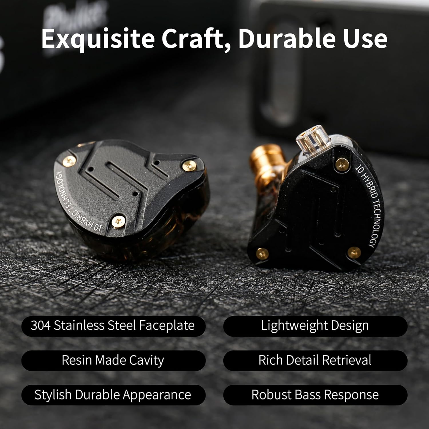 ZS10 Pro – Black In-Ear Monitors with 5-Driver Harmony & Detachable Cable for Pure Listening Flow