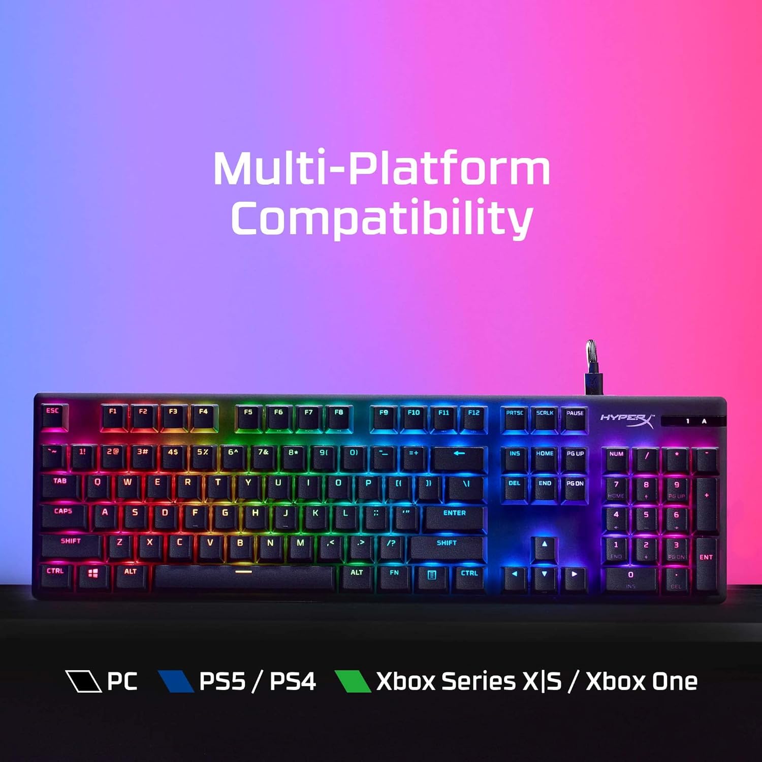 Alloy Origins PBT Gaming Keyboard – RGB Backlit, Clicky Mechanical Switches, Compact Build, Aluminum Body, Customizable with NGENUITY