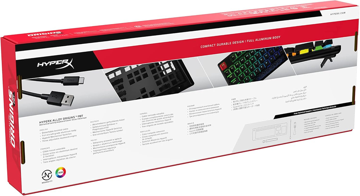 Alloy Origins PBT Gaming Keyboard – RGB Backlit, Clicky Mechanical Switches, Compact Build, Aluminum Body, Customizable with NGENUITY