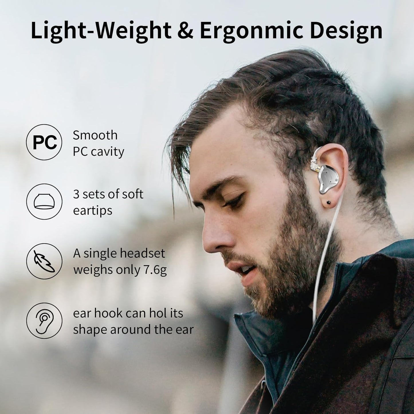 ZS10 Pro – Black In-Ear Monitors with 5-Driver Harmony & Detachable Cable for Pure Listening Flow