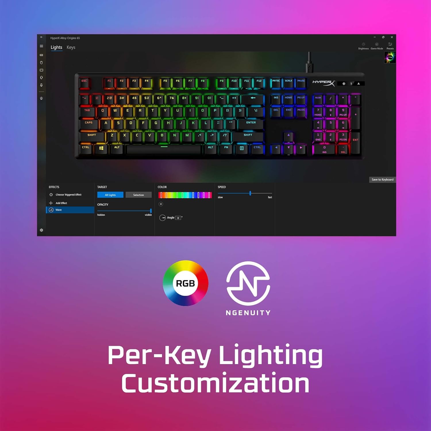 Alloy Origins PBT Gaming Keyboard – RGB Backlit, Clicky Mechanical Switches, Compact Build, Aluminum Body, Customizable with NGENUITY