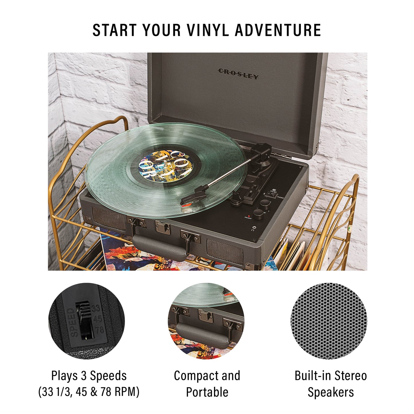 - Cruiser Plus Record Player – Wireless Audio Turntable with Speakers