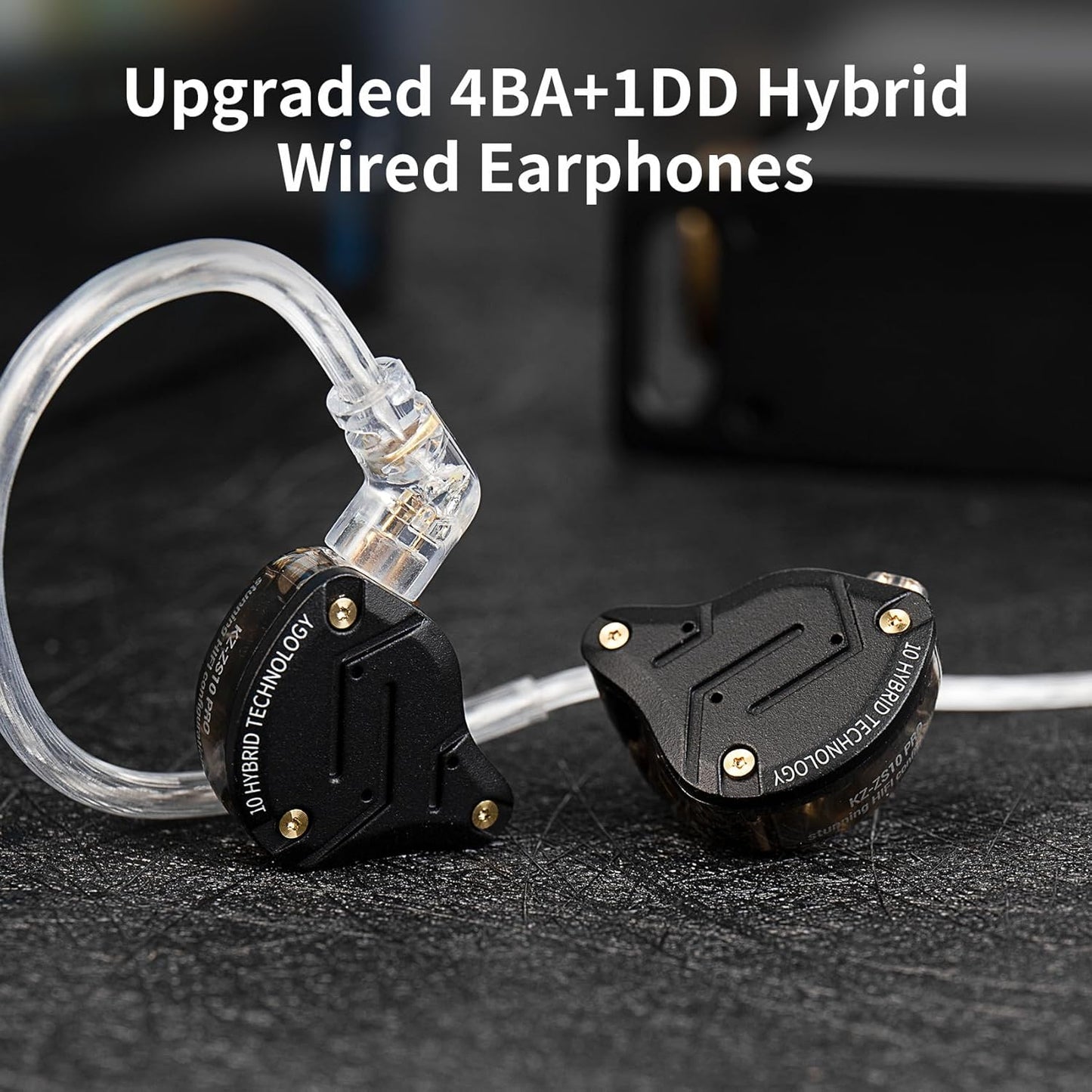 ZS10 Pro – Black In-Ear Monitors with 5-Driver Harmony & Detachable Cable for Pure Listening Flow
