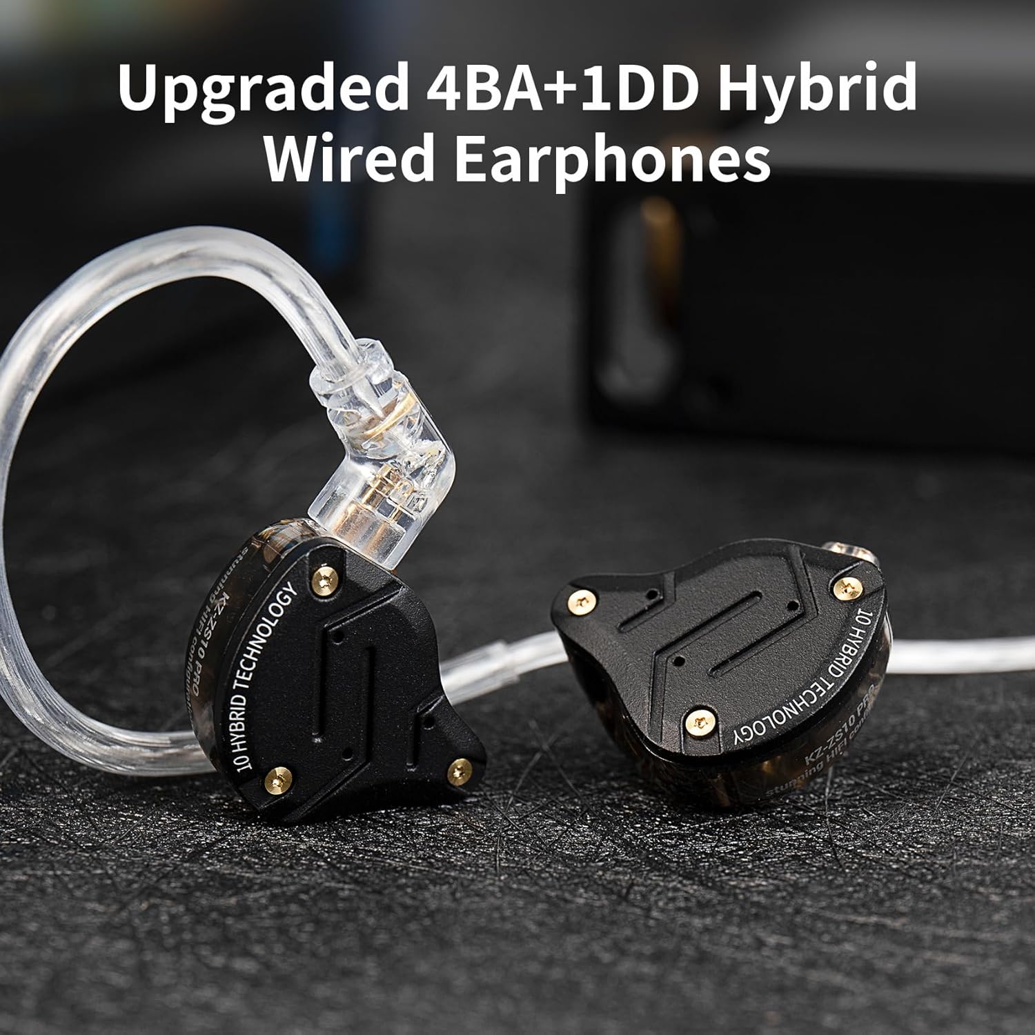 ZS10 Pro – Black In-Ear Monitors with 5-Driver Harmony & Detachable Cable for Pure Listening Flow