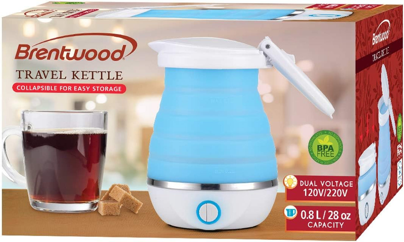 KT-1508BL Dual Voltage 120/220 Volt Collapsible-Travel Kettle, 0.8 Liter