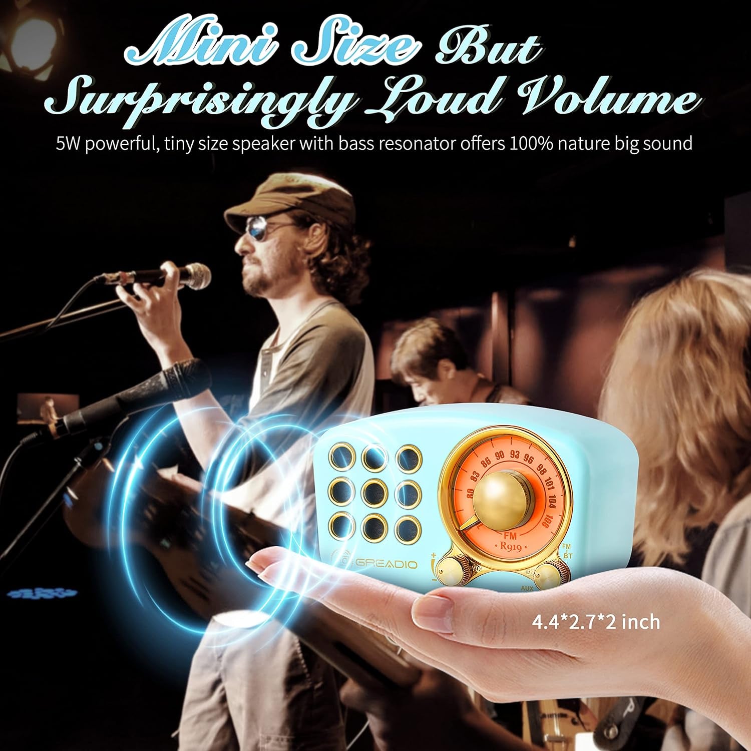 Old-School Style Bluetooth Speaker – FM Radio, TF Card, MP3 Player & Big Bass (Blue)