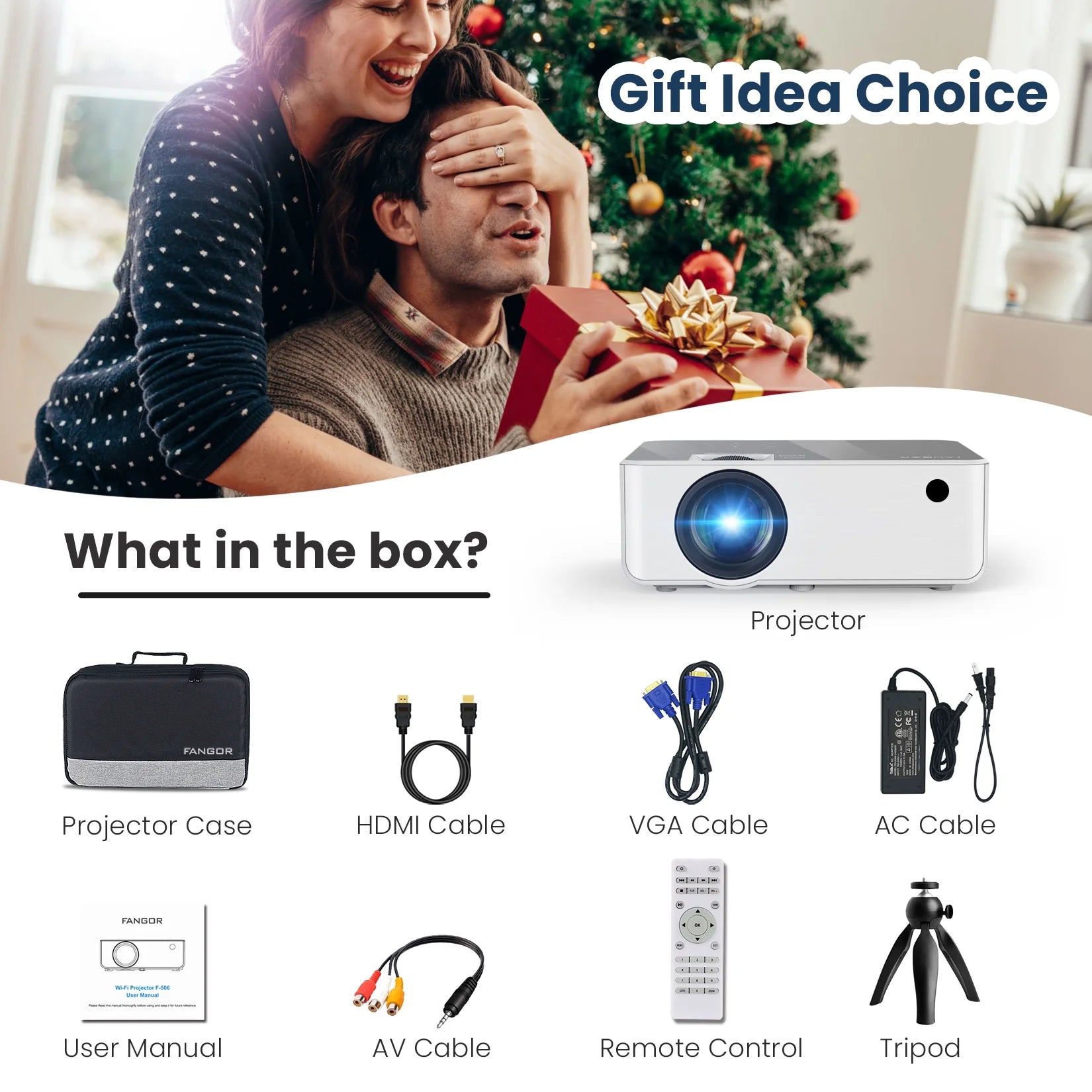 - Wireless Bluetooth Projector 1080P – Portable Full HD Video Player for Indoor & Outdoor Use with Tripod