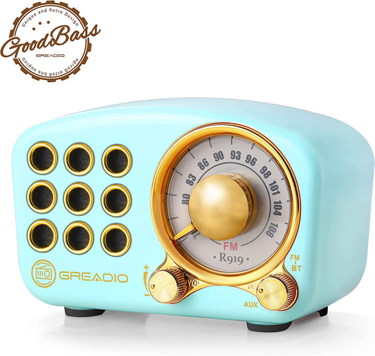 Old-School Style Bluetooth Speaker – FM Radio, TF Card, MP3 Player & Big Bass (Blue)