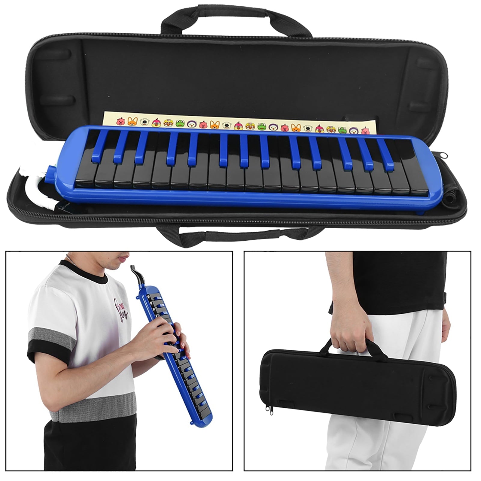 Blue 32-Key Melodica – A Fun Wind-Powered Keyboard for Budding Musicians + Portable Bag