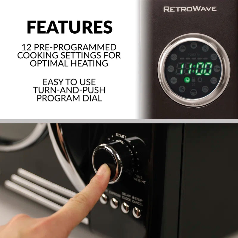 Retro 19" 0.9 Cu Ft. 800-Watt Countertop Microwave Oven