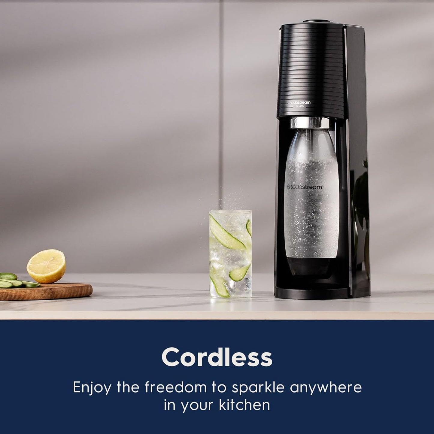 Terra Sparkling Water Maker with CO2 and Dishwasher Safe Bottle